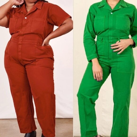 Big Bud Press Jumpsuit Romper 3X 4X 5X Plus Unisex Cotton Twill Clay Long Sleeve - Picture 1 of 14